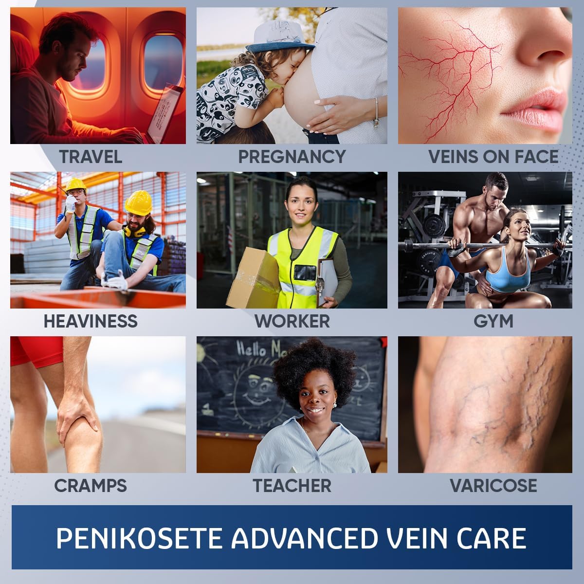 Penikose Varicose Vein Care Bundle - Herbal Tablets & Ashwagandha Leg Cream with Punarnava & Turmeric