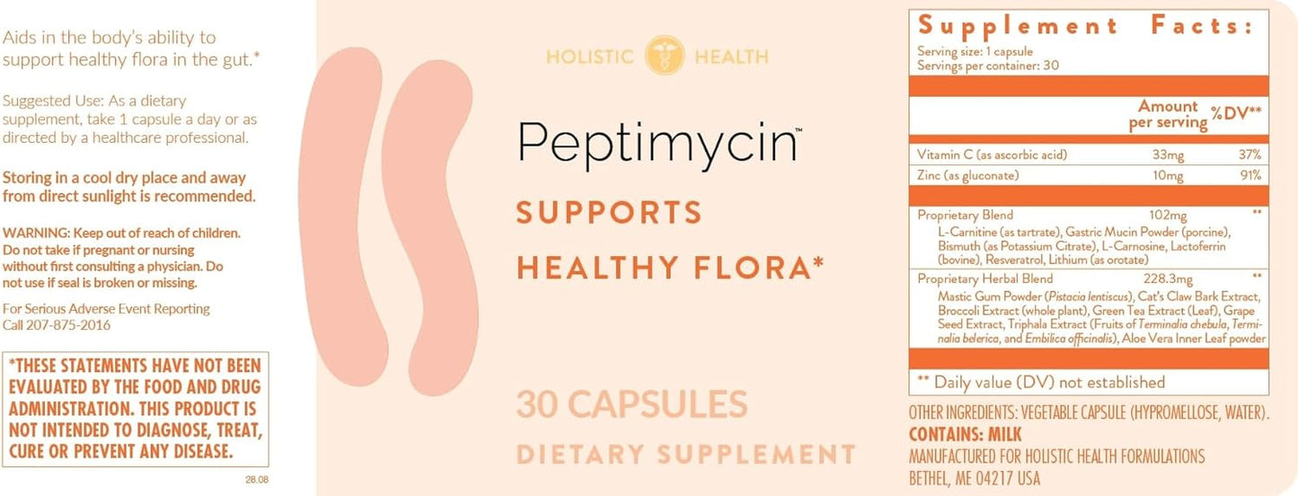 PeptiMycin Gut Health Supplements for Immune and Gastrointestinal Support - 30 Capsules