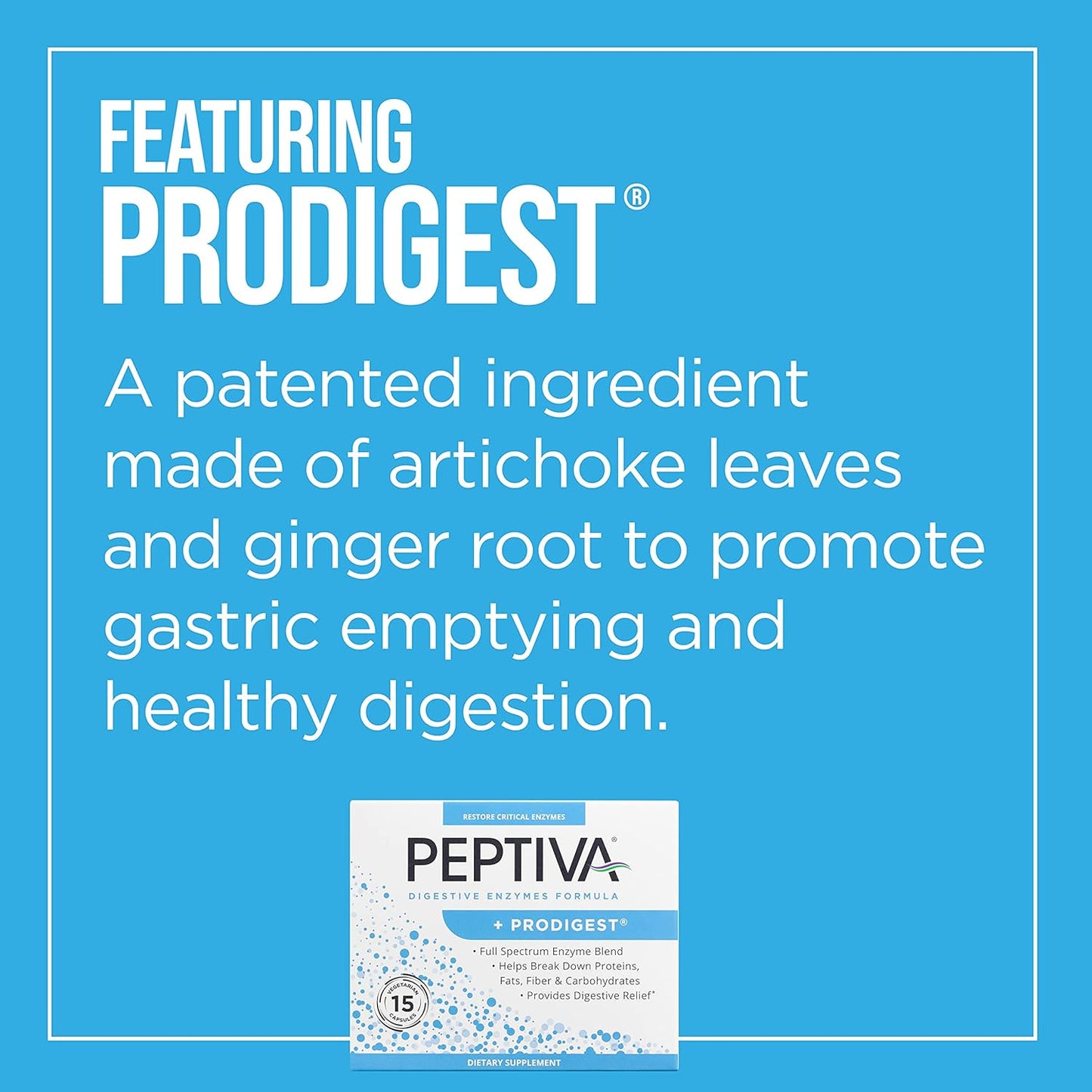 Peptiva Digestive Enzyme Supplement with ProDigest - Relief for Bloating, Gas, and Constipation - 15 Tablets