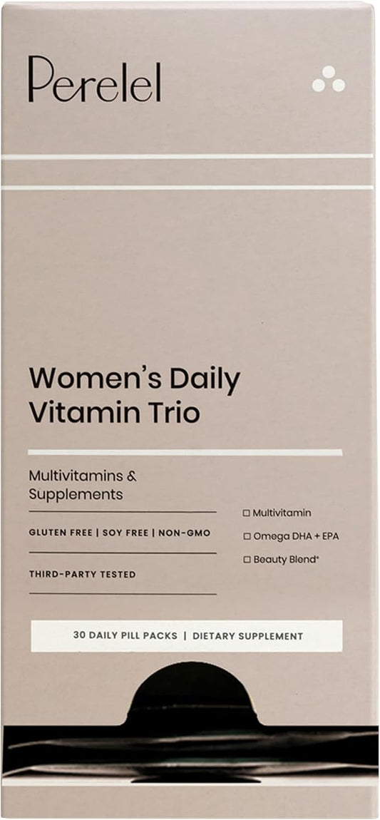Perelel Women's Daily Vitamin Trio: Immune, Mood, Reproductive & Brain Health Support - Soy, Dairy & Gluten Free (30 Day Supply)