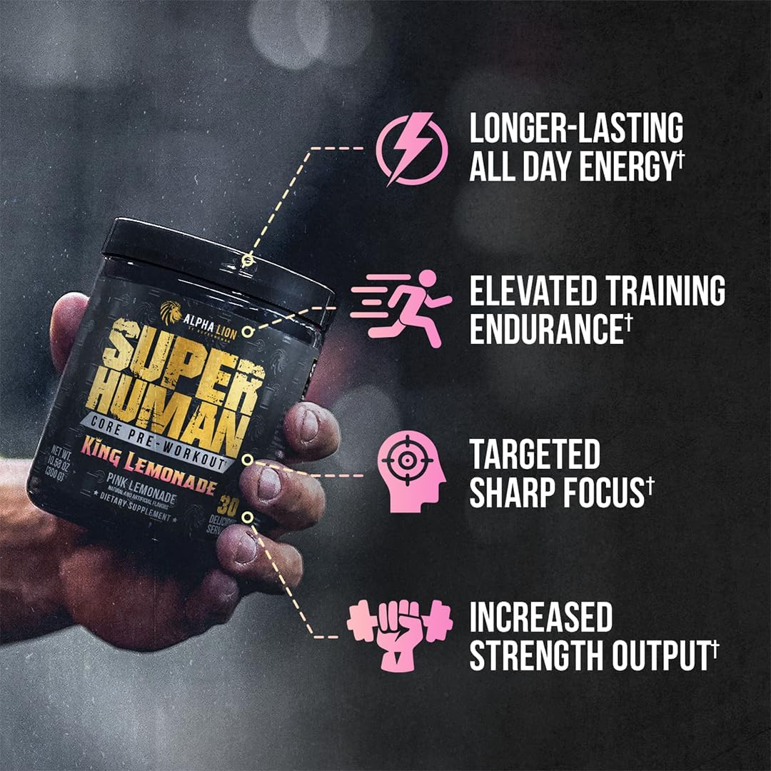 Performance-Boosting Pre Workout Supplement with Creatine, Beta Alanine, L-Citrulline, and Caffeine (30 Servings, King Lemonade)