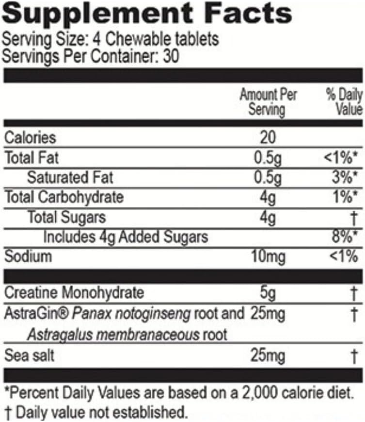 Performance Inspired Nutrition Creatine Chew - 5g Creatine Monohydrate for Muscle Growth & Recovery - Berry Blast Flavor - 120 Chews