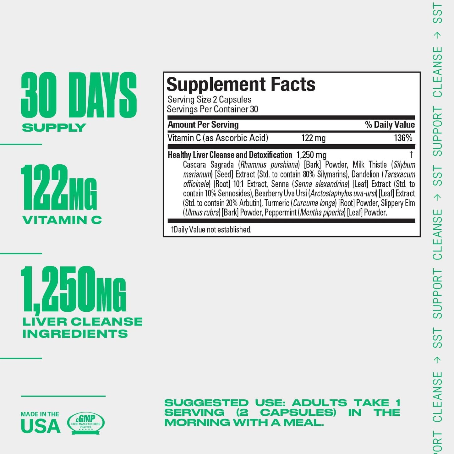 Performix SST Liver Cleanse Capsules with Milk Thistle & Turmeric - Non-Stimulant Detox for Healthy Liver & Digestion - 60 Count