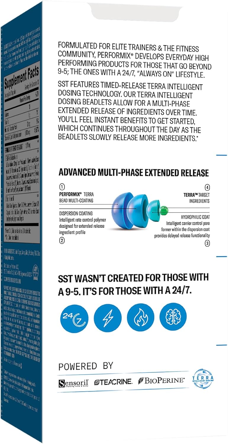 PERFORMIX SST Original Pre-Workout Energy Supplements with Timed-Release for All Day Focus & Energy Boost - 120 Capsules