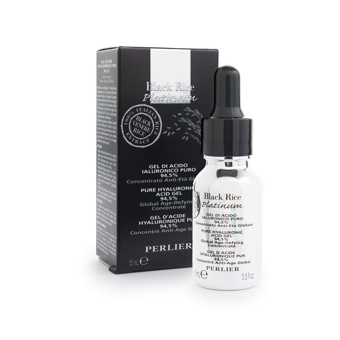 Perlier Black Rice Platinum Hyaluronic Acid Serum - 94.5% Pure, 0.5 fl. oz.