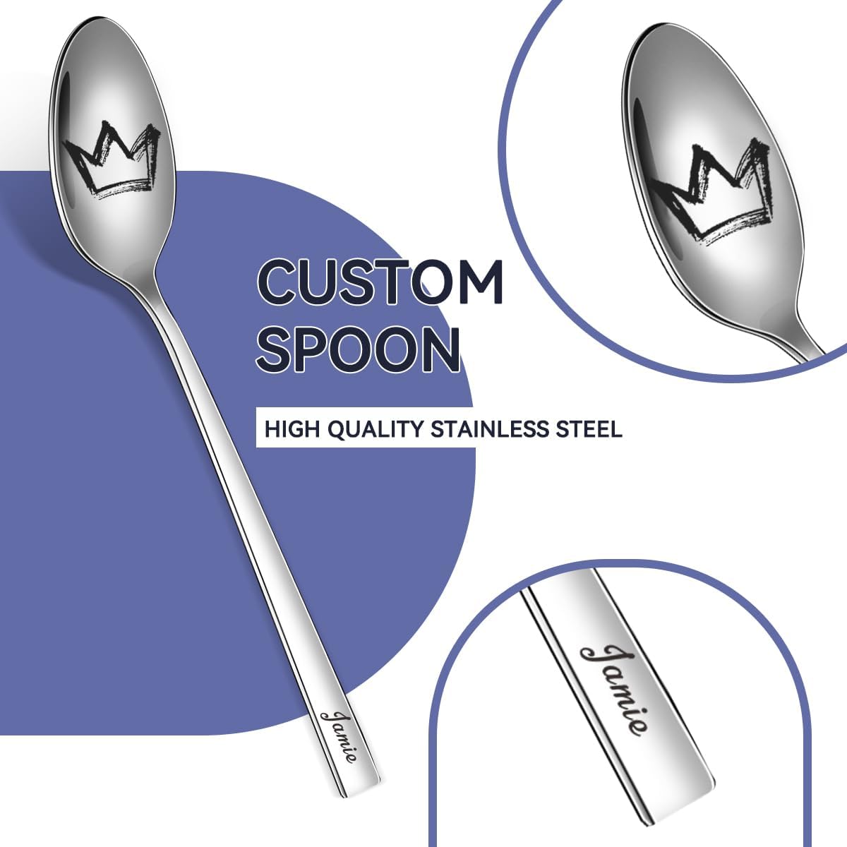 Personalized Stainless Steel Travel Cutlery Set with Case - Custom Engraved Reusable Utensils for Camping, Work, Picnics