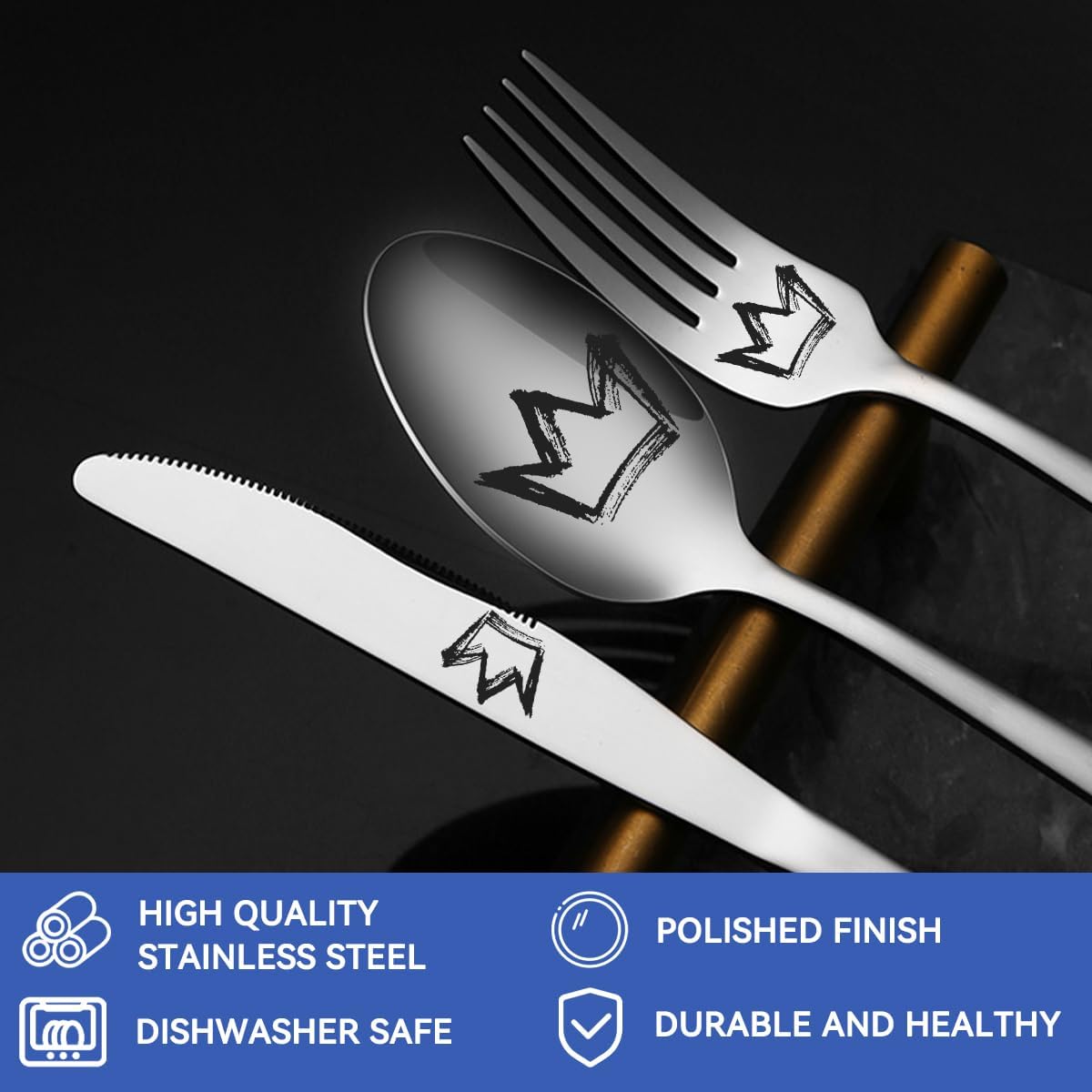 Personalized Stainless Steel Travel Cutlery Set with Case - Custom Engraved Reusable Utensils for Camping, Work, Picnics