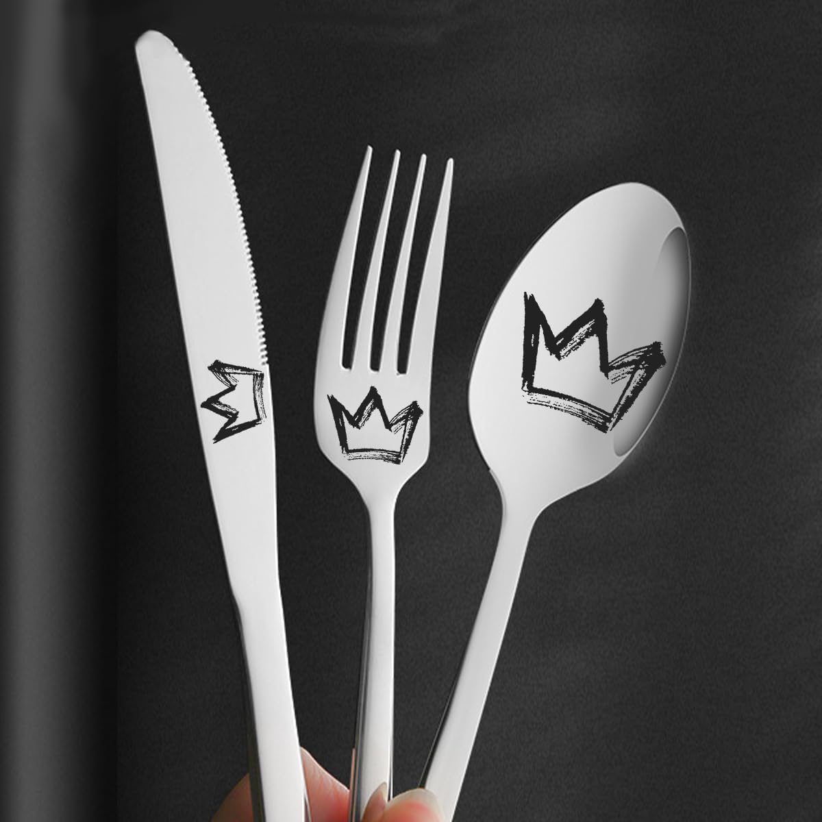 Personalized Stainless Steel Travel Cutlery Set with Case - Custom Engraved Reusable Utensils for Camping, Work, Picnics