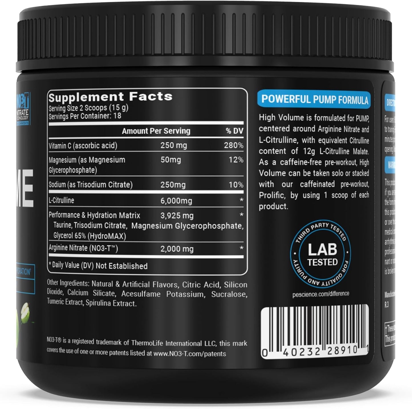 PEScience High Volume Green Apple Nitric Oxide Booster Pre Workout Powder - 36 Scoops
