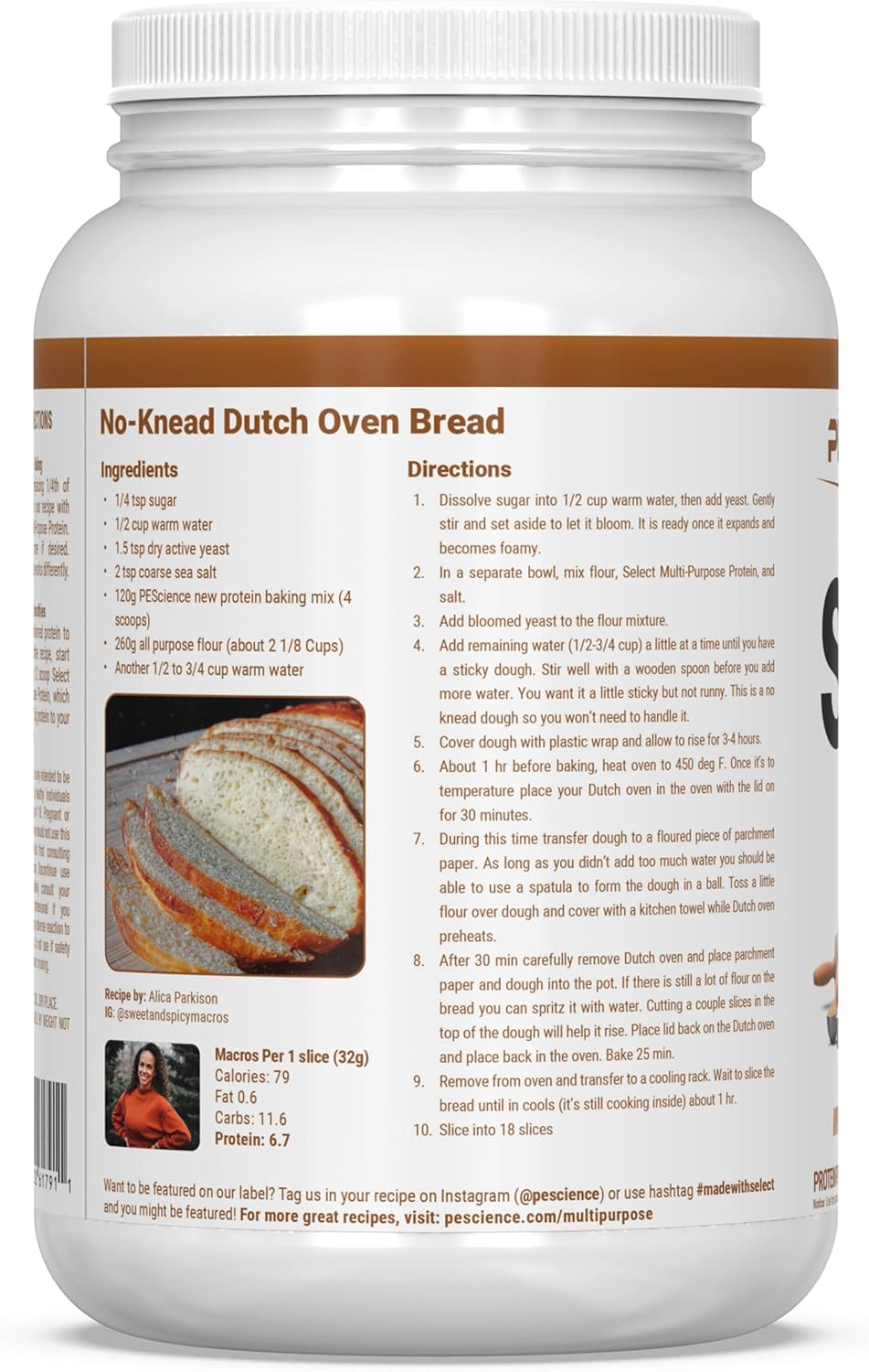 PEScience Select Unflavored Protein Powder - Multi-Purpose, 27 Servings, Low Carb, Keto & Gluten Free