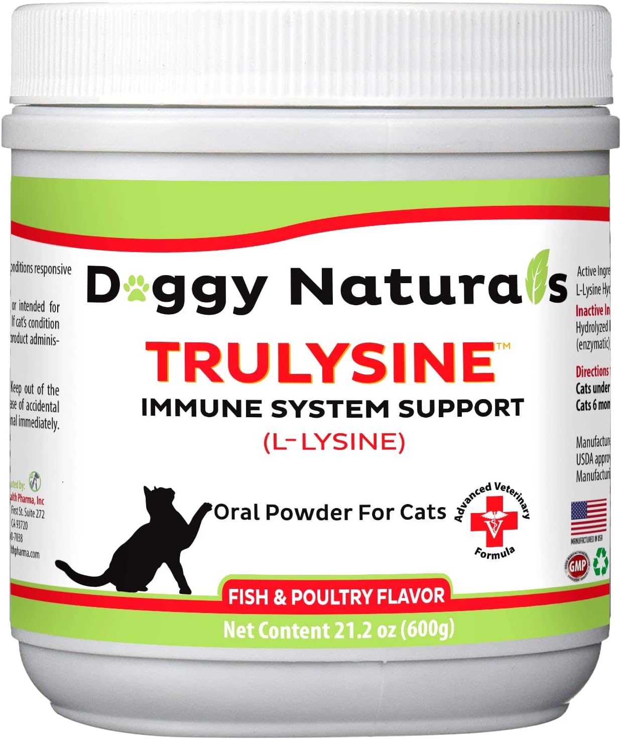 Pet Health Pharma Trulysine L-Lysine Powder for Cats 21.2oz - Immune Support, All Ages, Sneezing, Runny Nose, Watery Eyes - Fish & Poultry Flavor