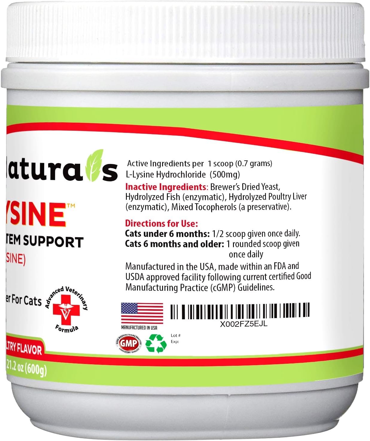 Pet Health Pharma Trulysine L-Lysine Powder for Cats 21.2oz - Immune Support, All Ages, Sneezing, Runny Nose, Watery Eyes - Fish & Poultry Flavor