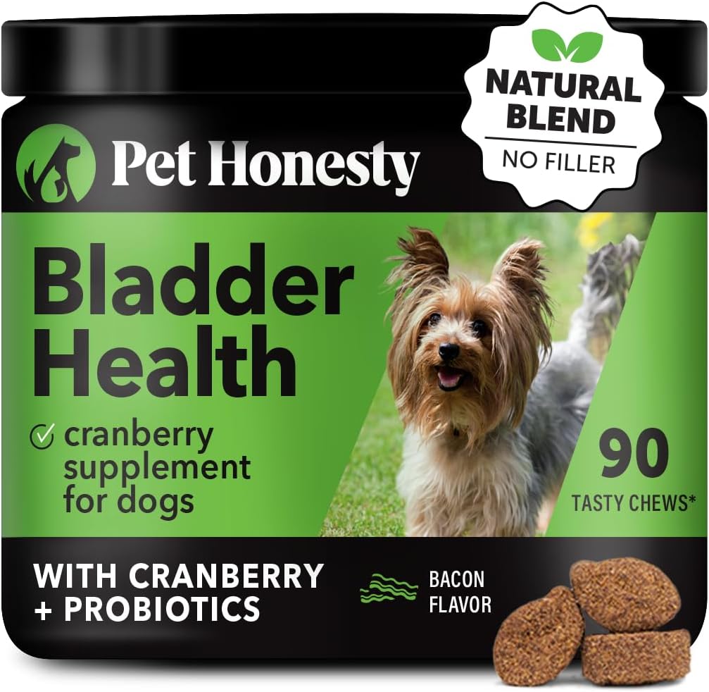 Pet Honesty Cranberry Bladder Health Supplement for Dogs - Supports Urinary Tract, Bladder, & Kidney Health - Bacon Flavor - Active Cranberry & D-Mannose Ingredients