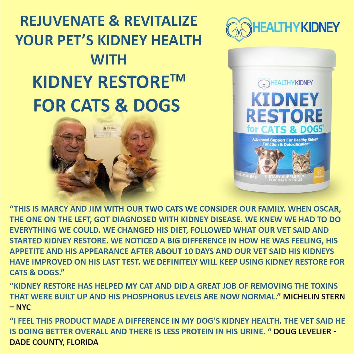Pet Renal Health Supplement for Cats & Dogs - Kidney Restore 3 Pack to Support Normal Kidney Function, Creatinine Levels - Feline & Canine Kidney Health Support