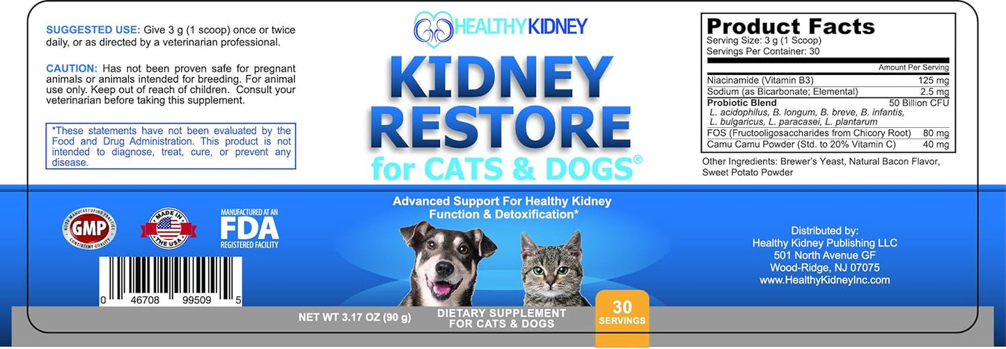 Pet Renal Health Supplement for Cats & Dogs - Kidney Restore 3 Pack to Support Normal Kidney Function, Creatinine Levels - Feline & Canine Kidney Health Support