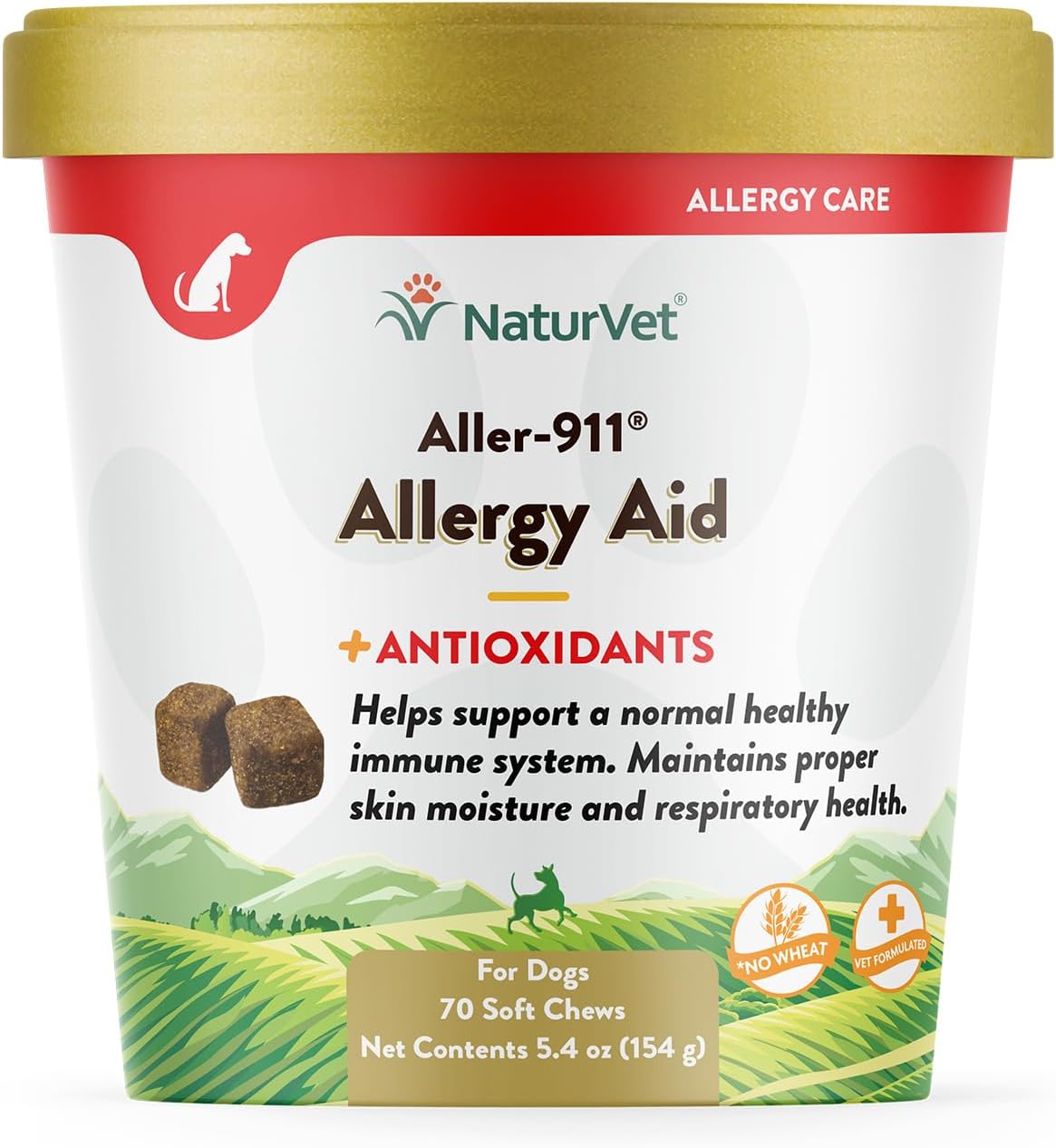 Pet Supplement for Allergies - NaturVet Aller-911 Advanced Formula with Omegas, DHA, EPA - Supports Immune System, Respiratory Health, Skin Moisture - 70 Soft Chews