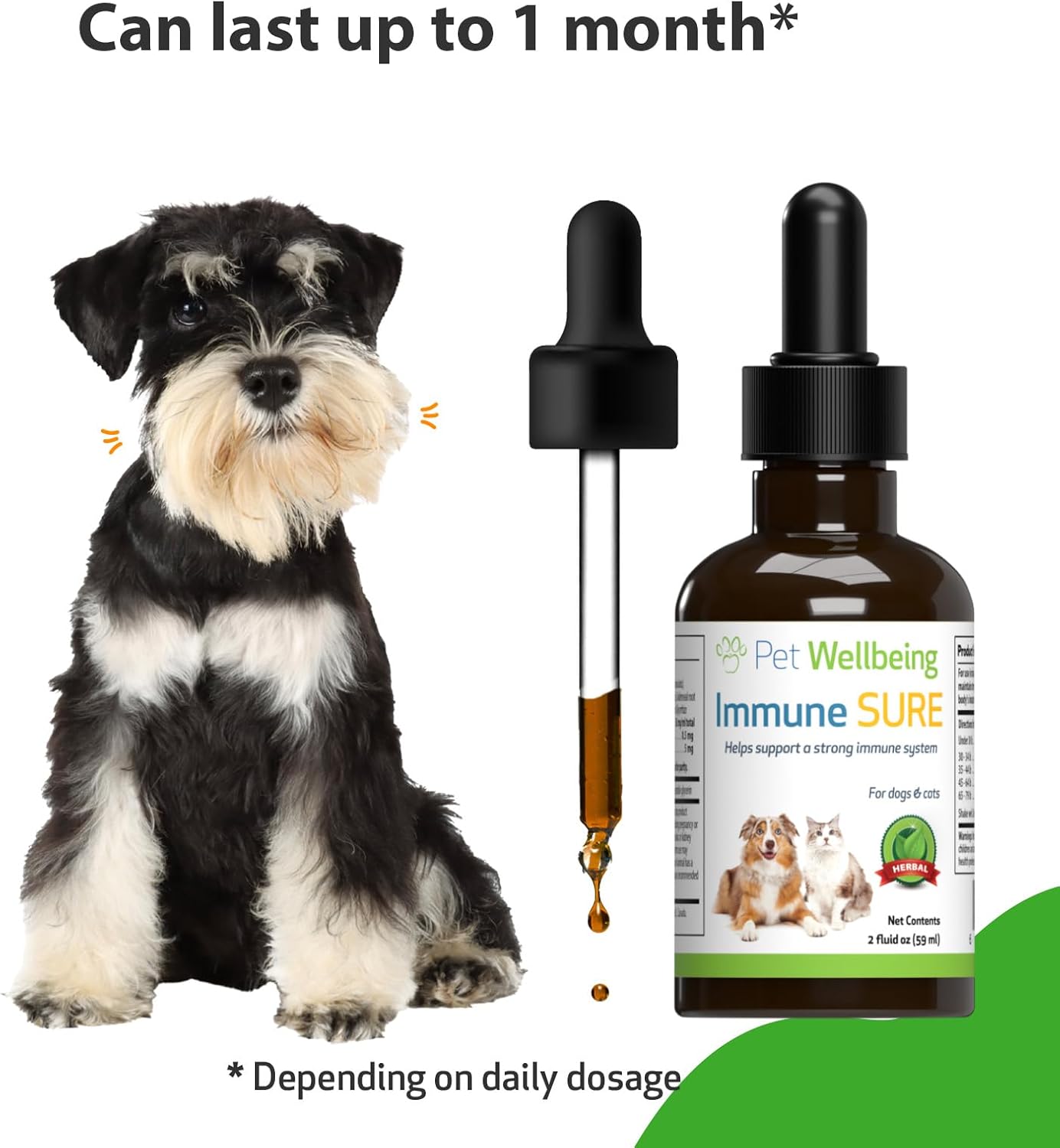 Pet Wellbeing Immune Support Supplement for Dogs - Boosts Immune Health, Gut Balance, Andrographis, Echinacea, Vitamin C, Zinc - 2 oz