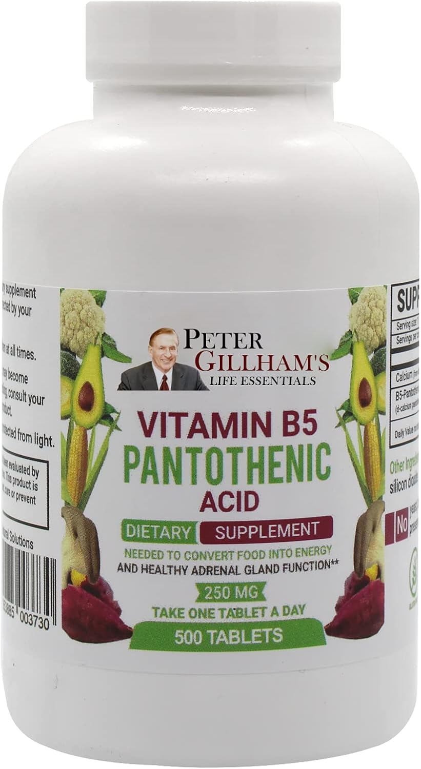 Peter's Choice B5 Pantothenic Acid 250mg Tablets - 500 Count Energy Support Supplement