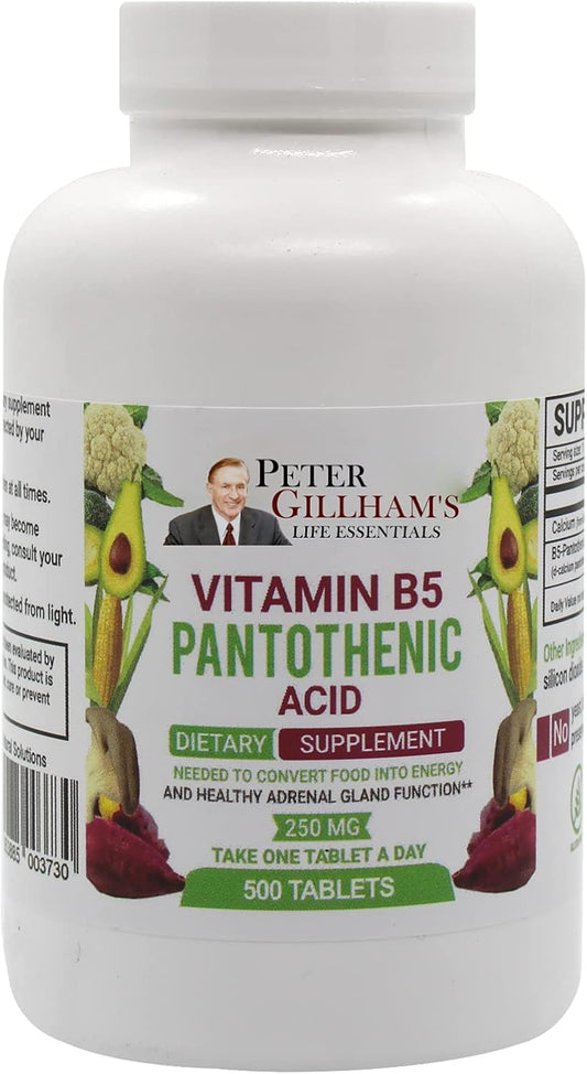 Peter's Choice B5 Pantothenic Acid 250mg Tablets - 500 Count Energy Support Supplement