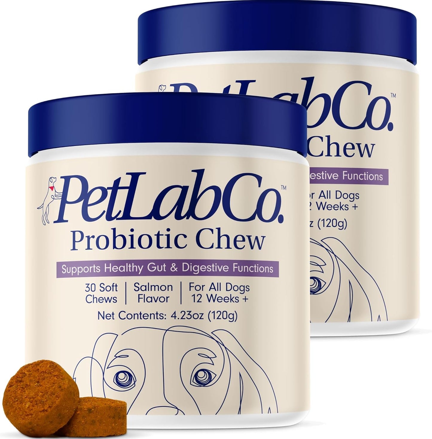 PetLab Co. Salmon Flavored Probiotic Soft Chews for Dogs - 60 Count - Supports Gut Health, Digestion, Diarrhea & Allergies