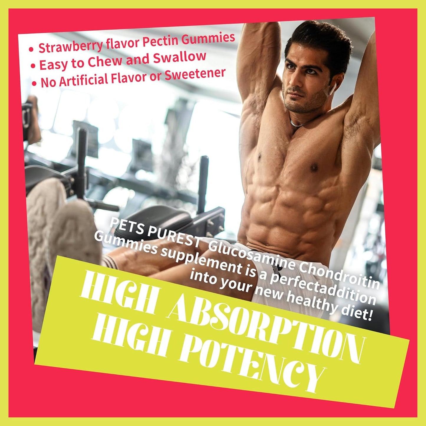 Pets Purest Glucosamine Chondroitin Gummies with MSM & Elderberry - Joint & Immune Support (2 Pack, Strawberry Flavor)