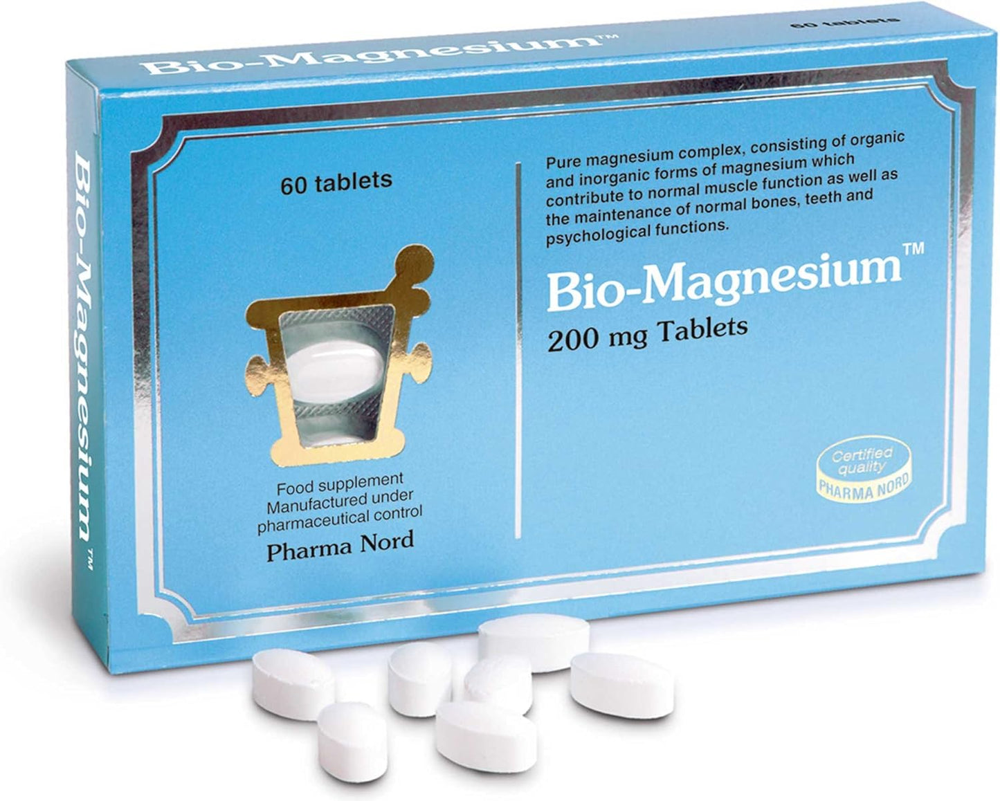 Pharma Nord Bio-Magnesium 200mg Supplement - 60 Tablets for Bone Health and Muscle Function