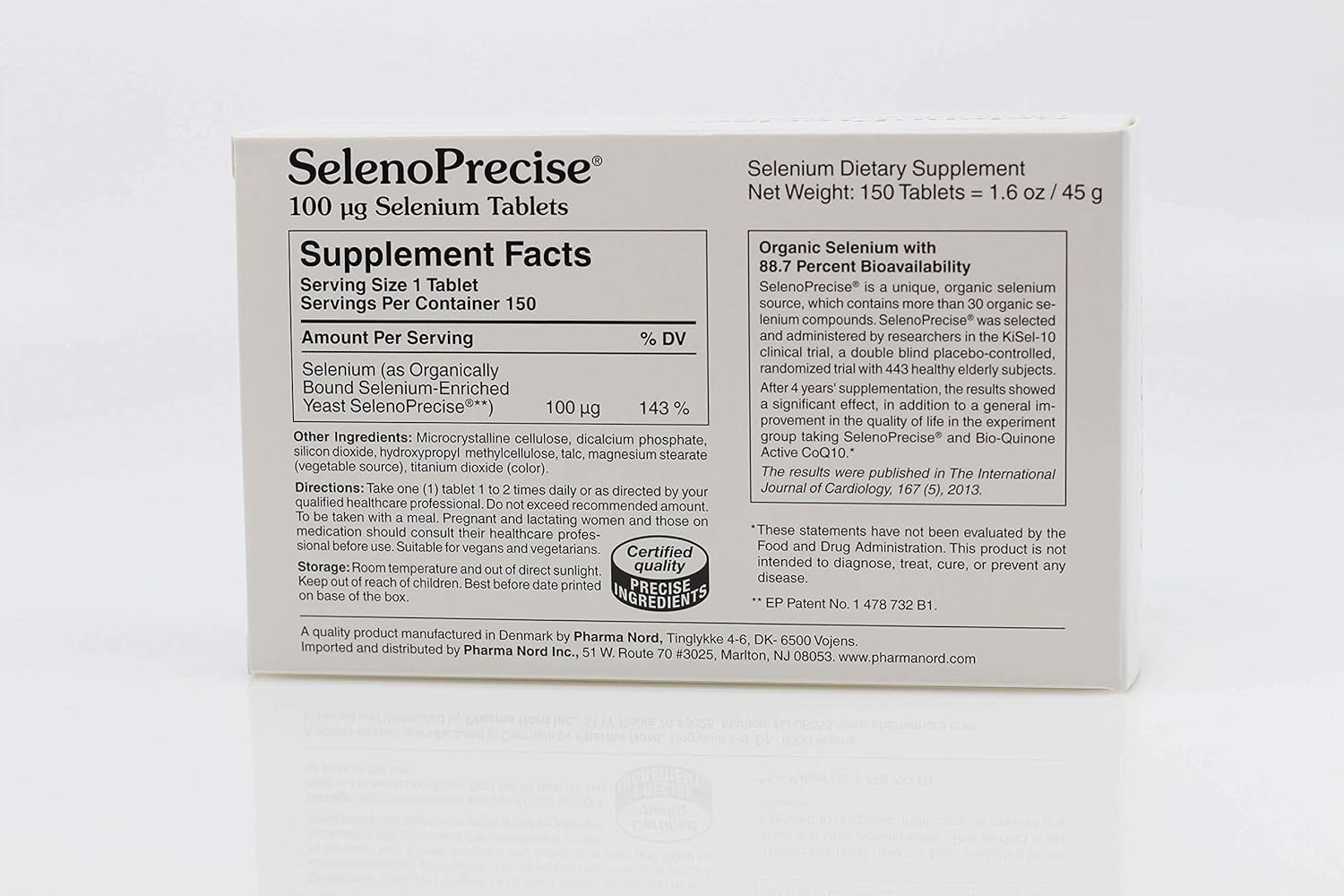 Pharma Nord SelenoPrecise Selenium Supplement for Thyroid, Immune System, Prostate & Heart Health - 100 mcg Tabs - 88.7% Absorption率