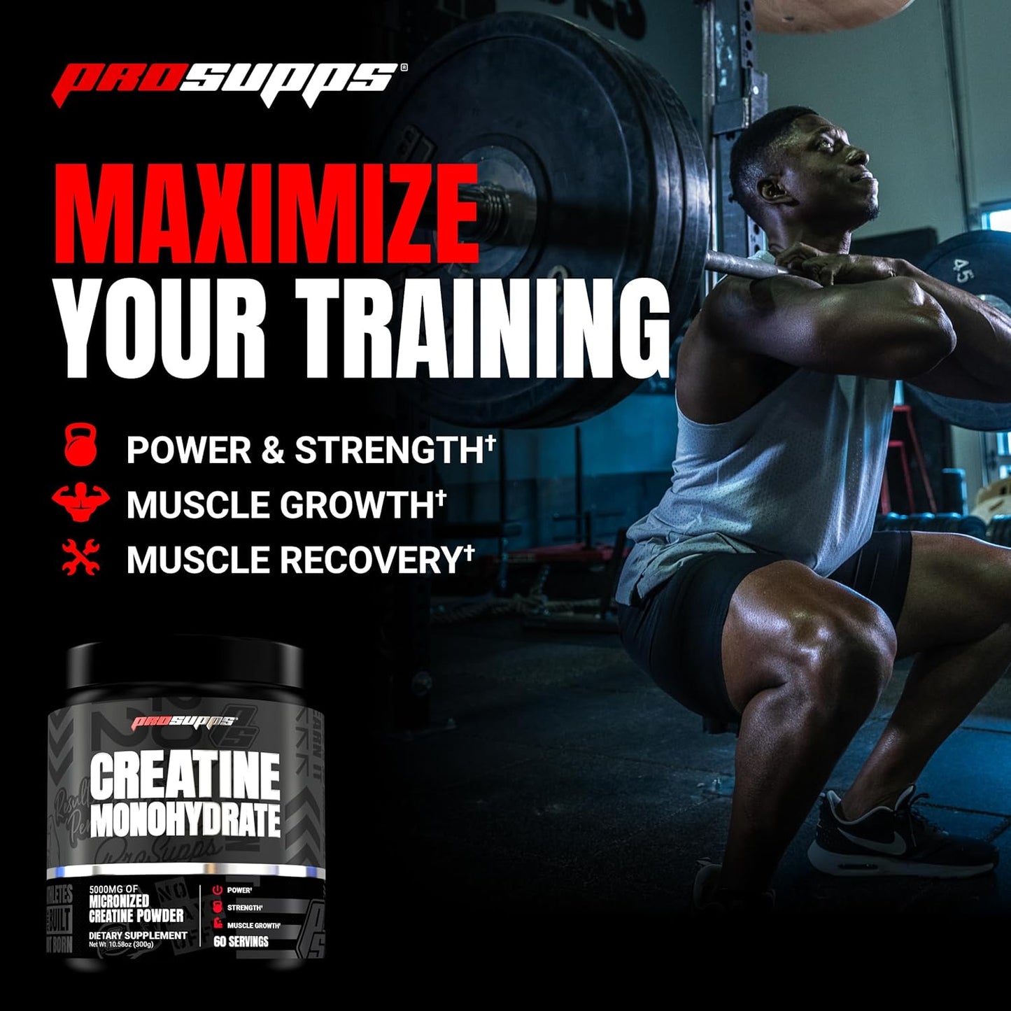 Pharmaceutical Grade Micronized Creatine Monohydrate Powder for Muscle Growth - 5,000mg, 60 Servings
