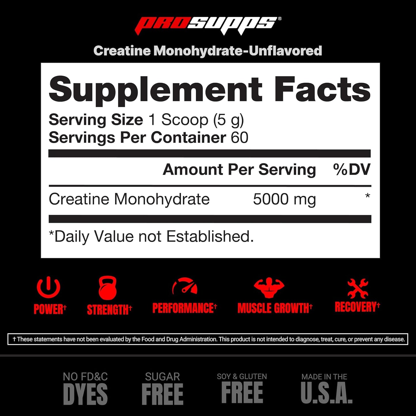 Pharmaceutical Grade Micronized Creatine Monohydrate Powder for Muscle Growth - 5,000mg, 60 Servings
