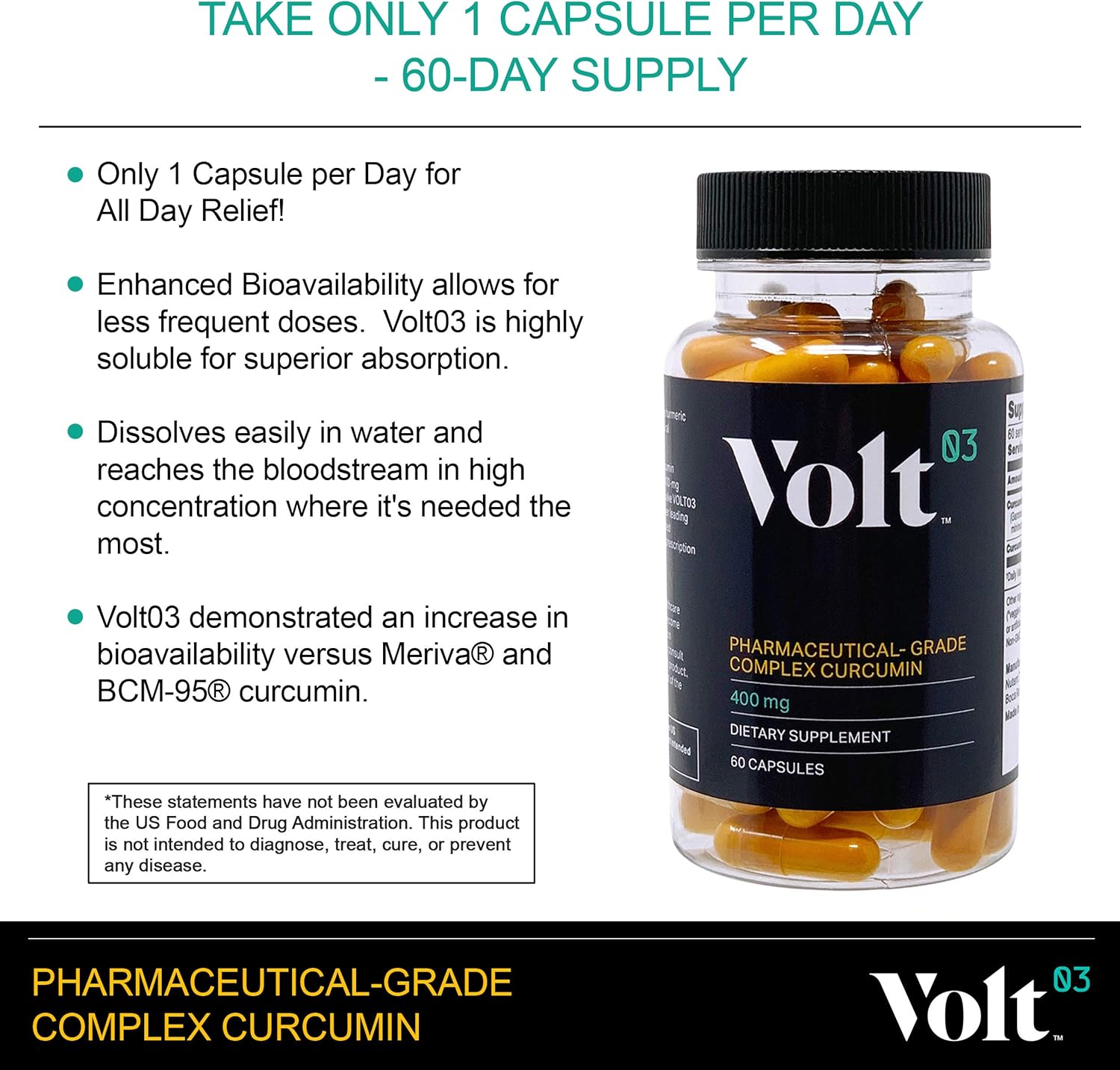 Pharmaceutical-Grade Turmeric Curcumin Capsules for Immune and Joint Support - 400 mg Herbal Supplements