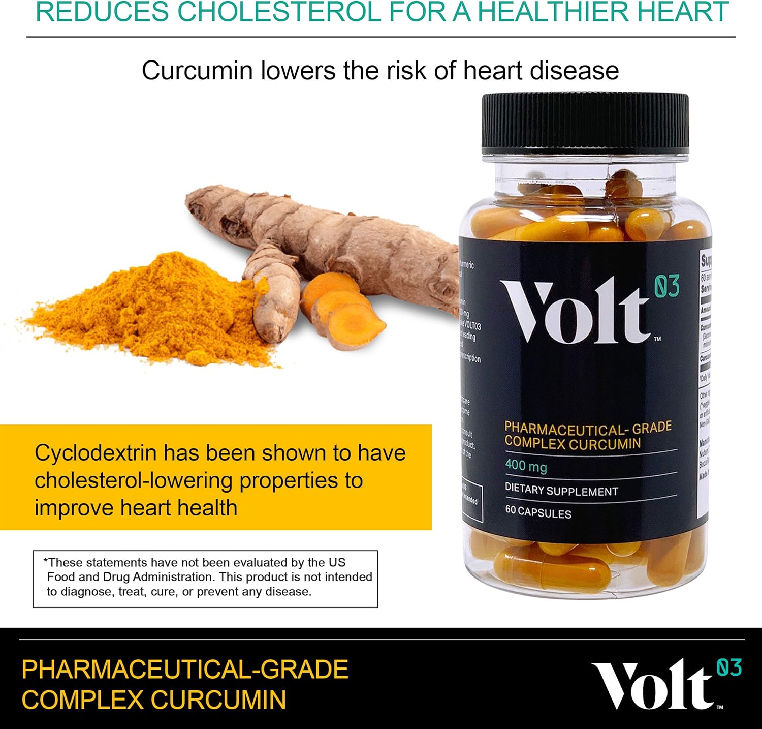 Pharmaceutical-Grade Turmeric Curcumin Capsules for Immune and Joint Support - 400 mg Herbal Supplements