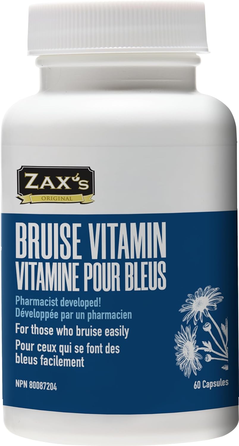 Pharmacist Developed Bruising Supplements with Zinc, Vitamin K, D3, Ascorbic Acid, Citrus Bioflavonoids - 60 Capsules