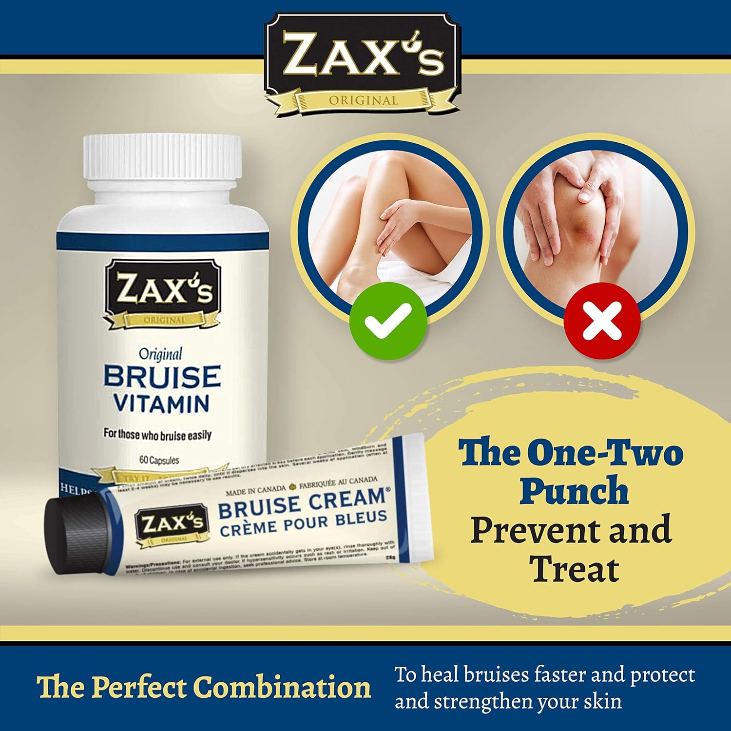 Pharmacist Developed Bruising Supplements with Zinc, Vitamin K, D3, Ascorbic Acid, Citrus Bioflavonoids - 60 Capsules