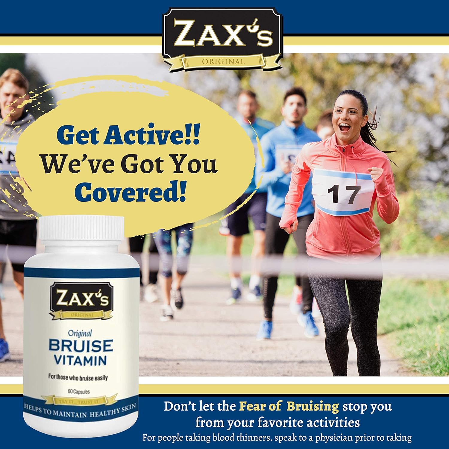 Pharmacist Developed Bruising Supplements with Zinc, Vitamin K, D3, Ascorbic Acid, Citrus Bioflavonoids - 60 Capsules