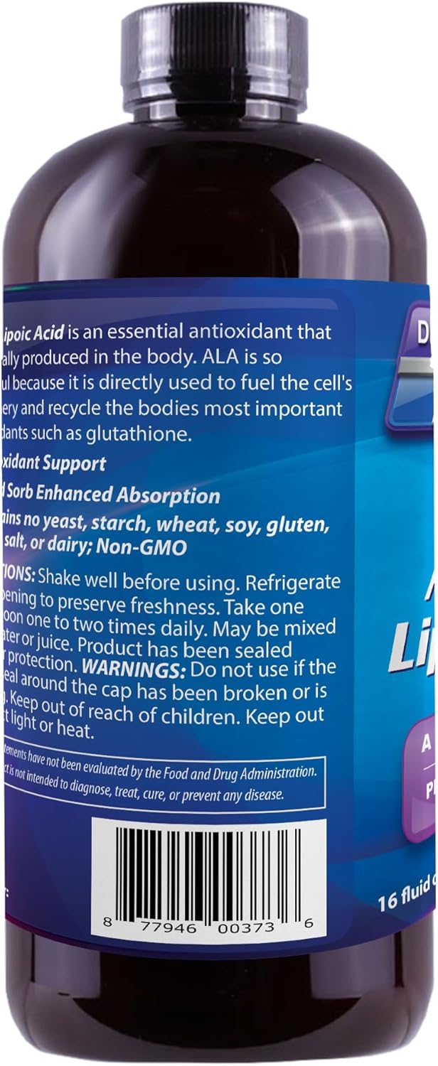 Pharmacist Formulated Liquid Alpha Lipoic Acid Supplement with Rapid-Sorb Technology - 16 fl. oz. Bottle - High Antioxidant Content