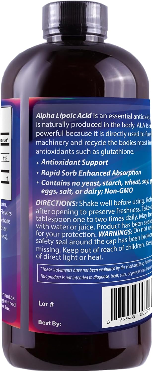 Pharmacist Formulated Liquid Alpha Lipoic Acid Supplement with Rapid-Sorb Technology - 16 fl. oz. Bottle - High Antioxidant Content