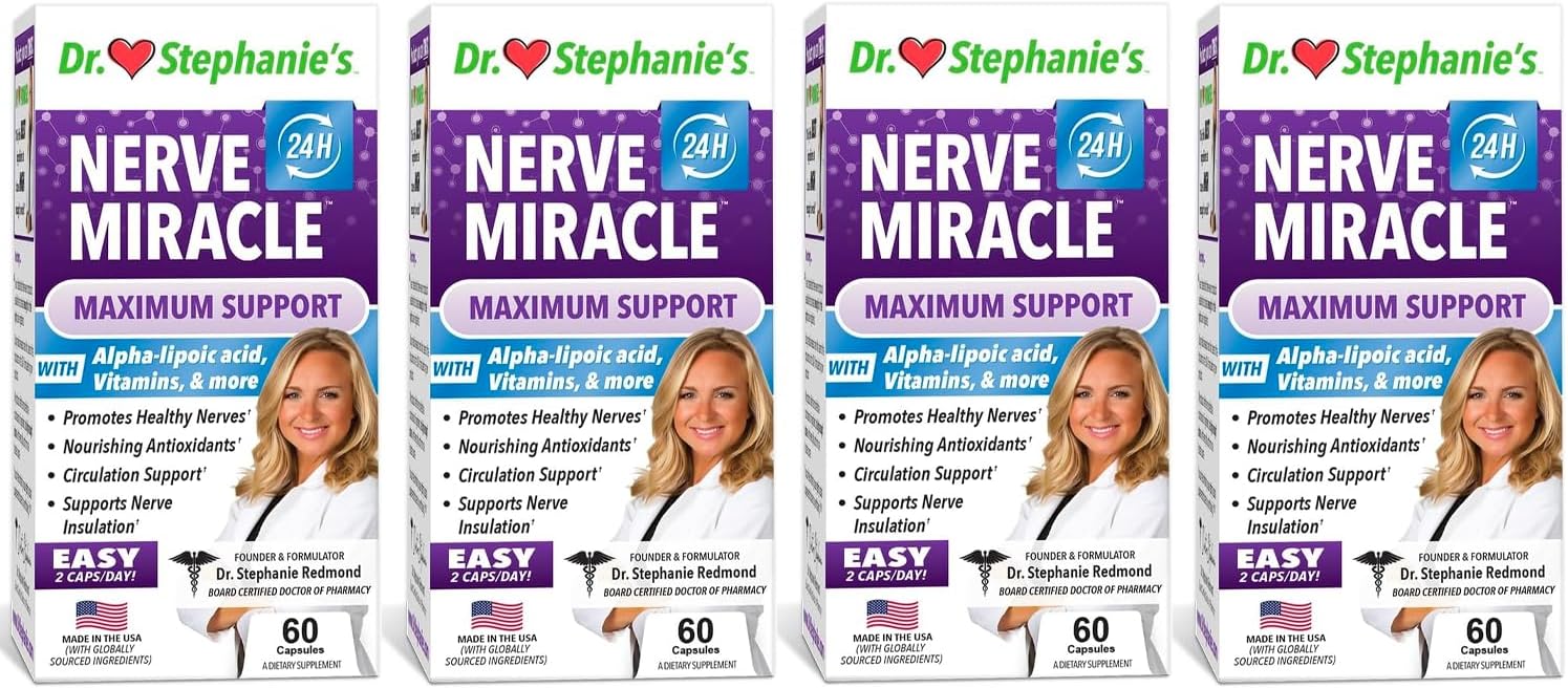Pharmaganics Dr. Stephanie's Nerve Miracle 4 Pack - Supports Healthy Nerves, Legs, and Feet with Alpha Lipoic Acid and Horse Chestnut - BoostGo Australia