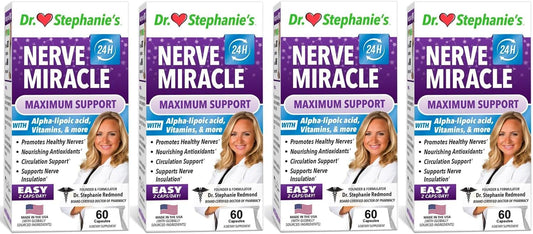 Pharmaganics Dr. Stephanie's Nerve Miracle 4 Pack - Supports Healthy Nerves, Legs, and Feet with Alpha Lipoic Acid and Horse Chestnut - BoostGo Australia