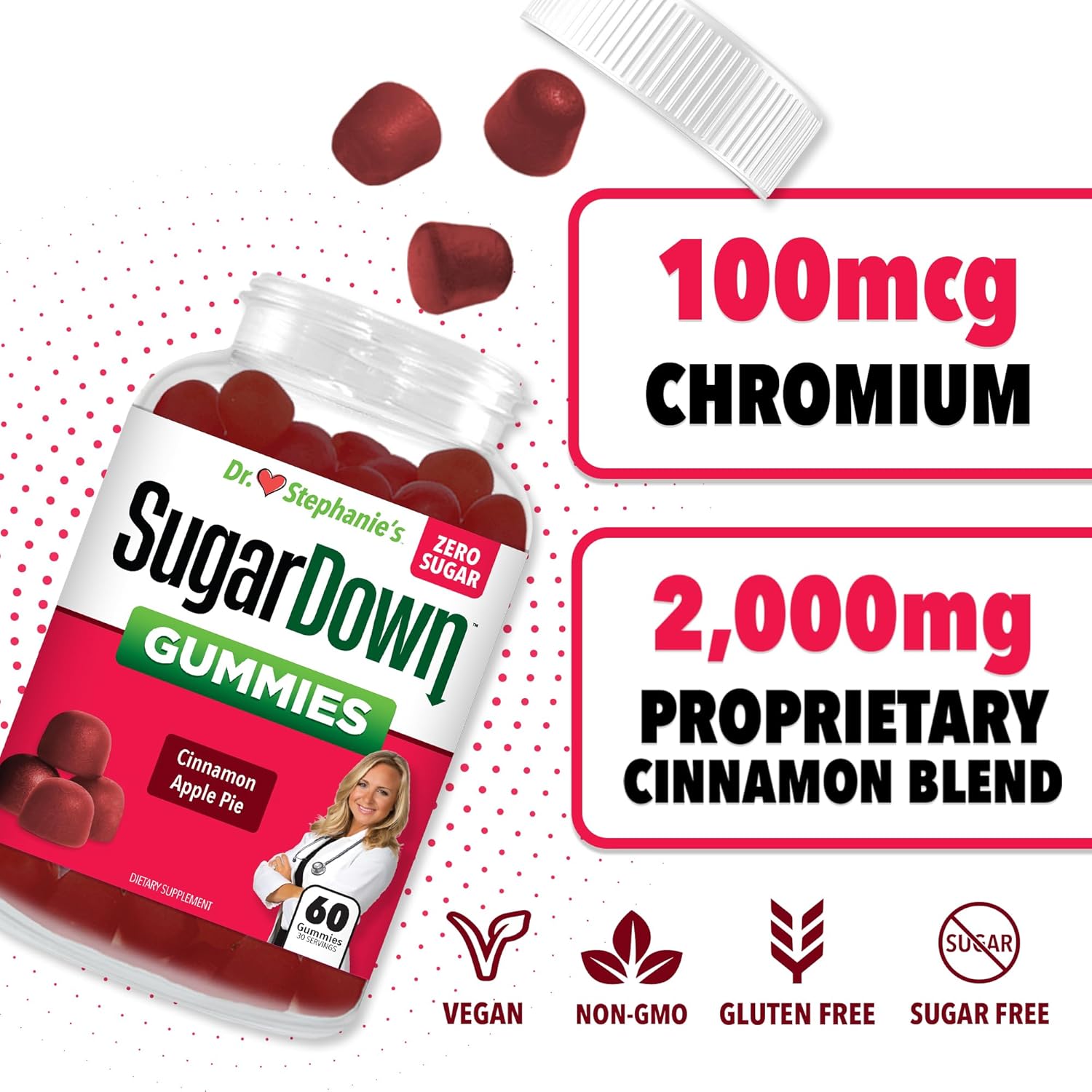 Pharmaganics Dr. Stephanie’s SugarDown Cinnamon Gummies Bundle - 2 Pack - Blood Sugar Support Supplement
