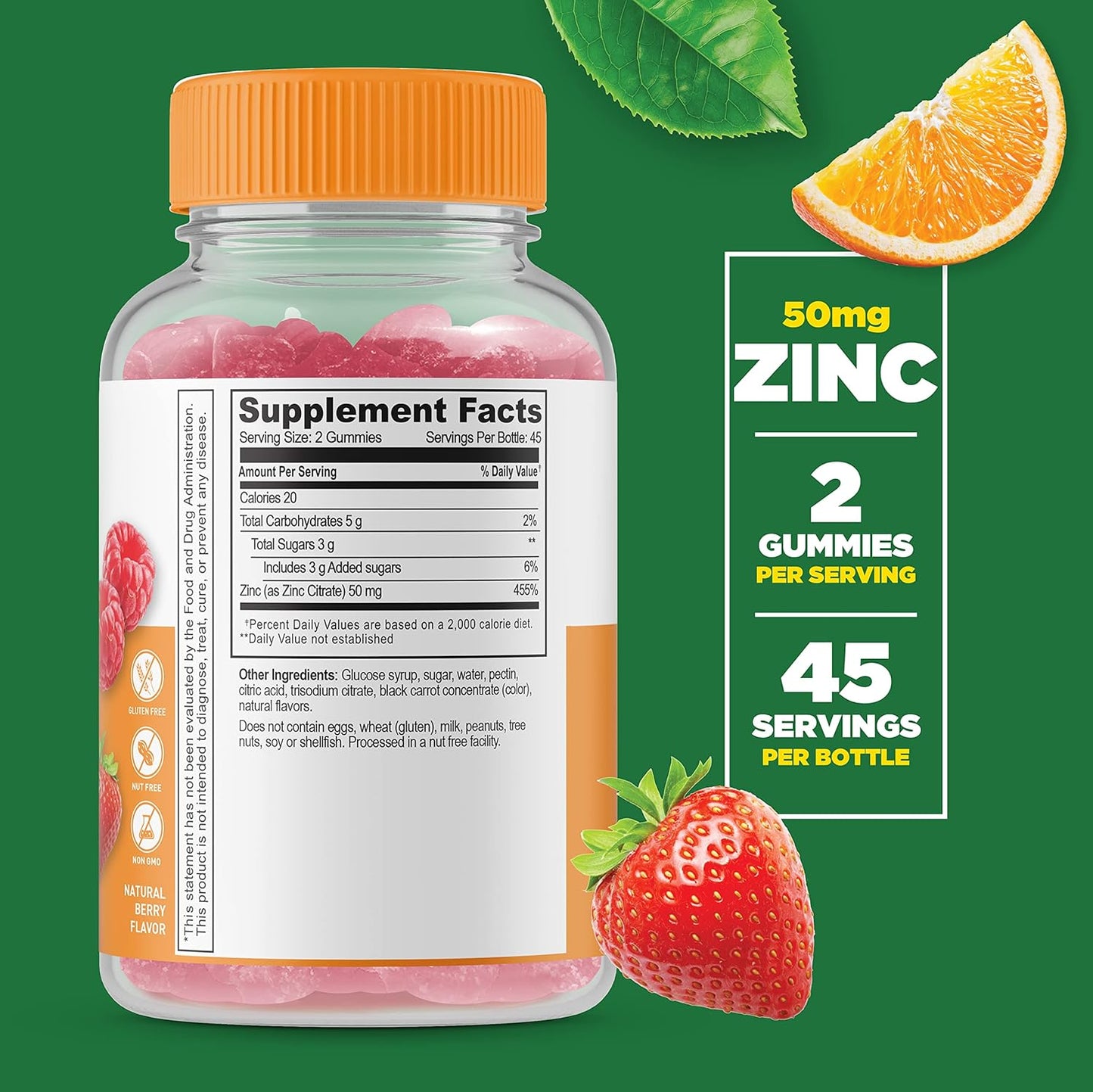 Phosphatidylserine (PS) + Zinc Gummies Bundle - 50mg, Chewable Vitamin Supplement, Gluten Free, GMO Free, Great Taste