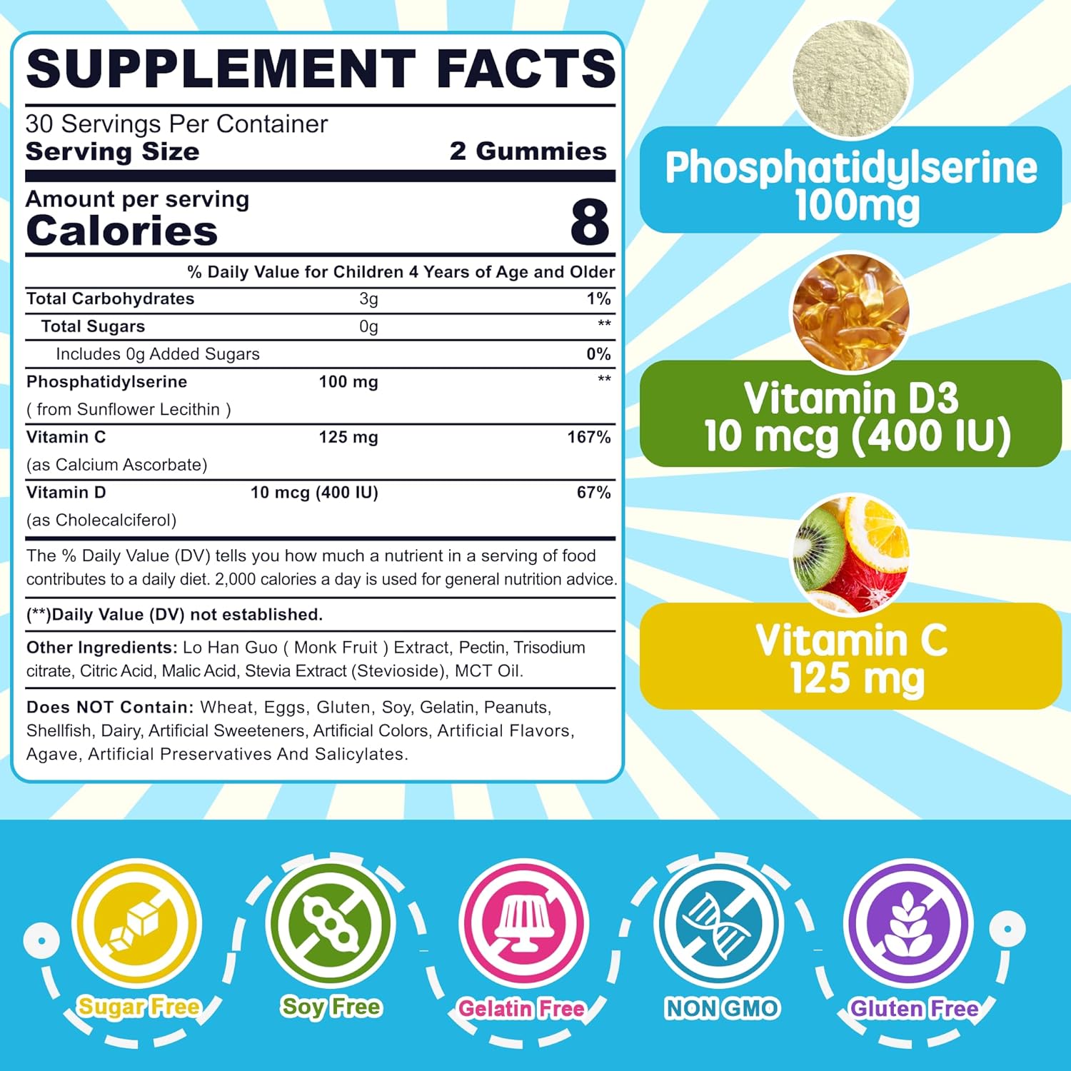 Phosphatidylserine Supplement with Beet Root Gummies - Nextdia 100mg Formula
