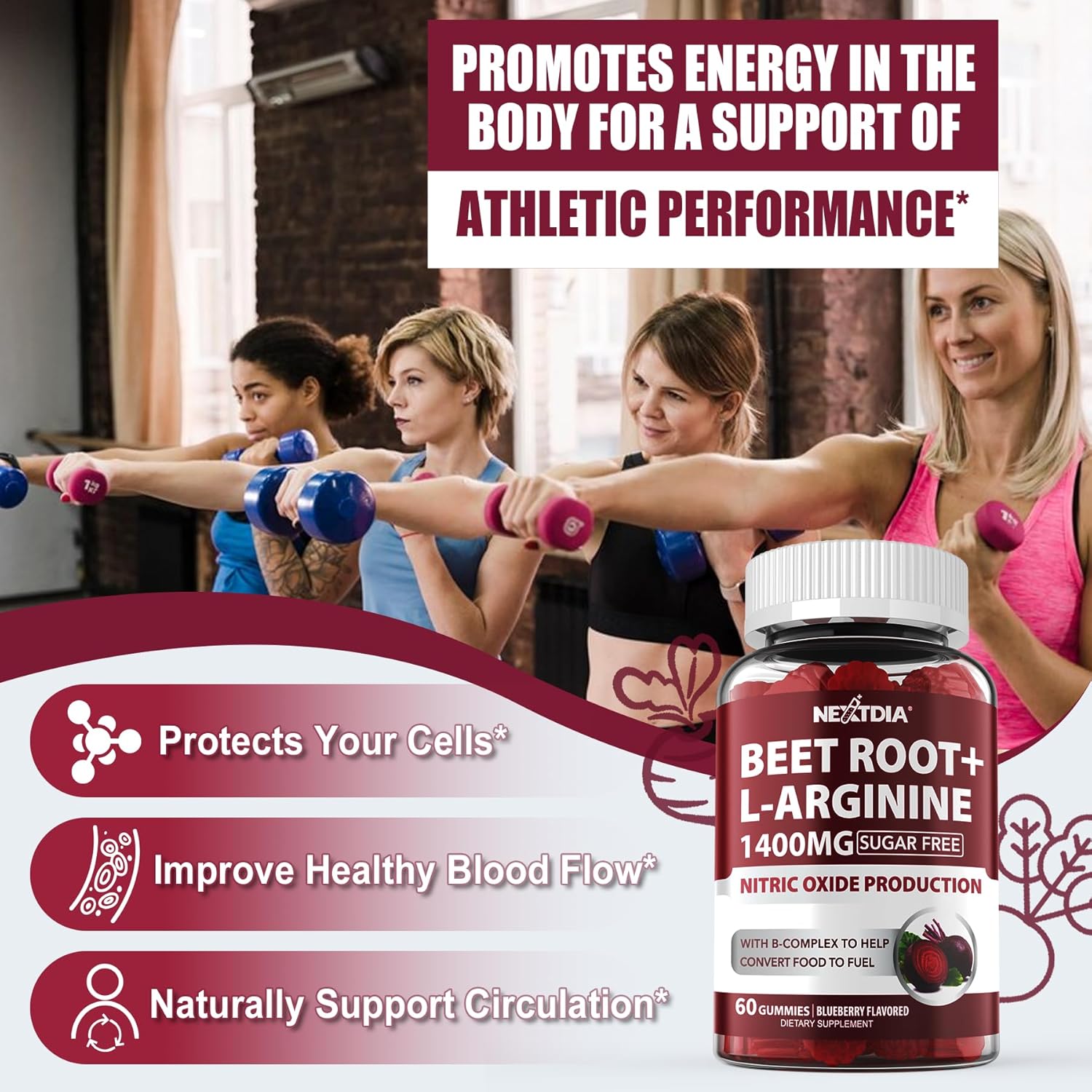 Phosphatidylserine Supplement with Beet Root Gummies - Nextdia 100mg Formula