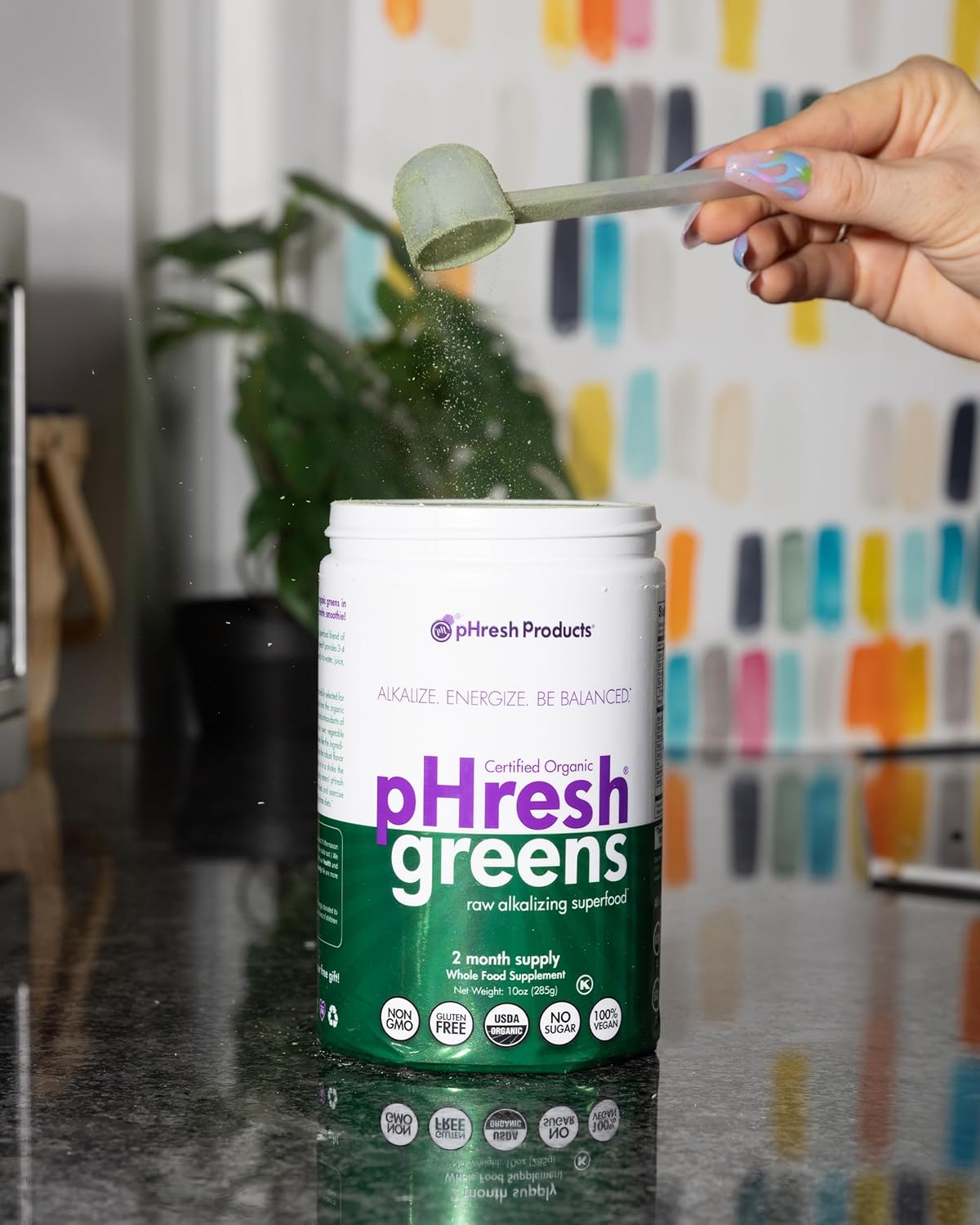 pHresh Products Greens Powder - Alkalizing Superfood, 2 Month Supply, Vegan, Kosher, Gluten Free - Natural Enzymes, Nutrients for Intermittent Fasting - 10 oz