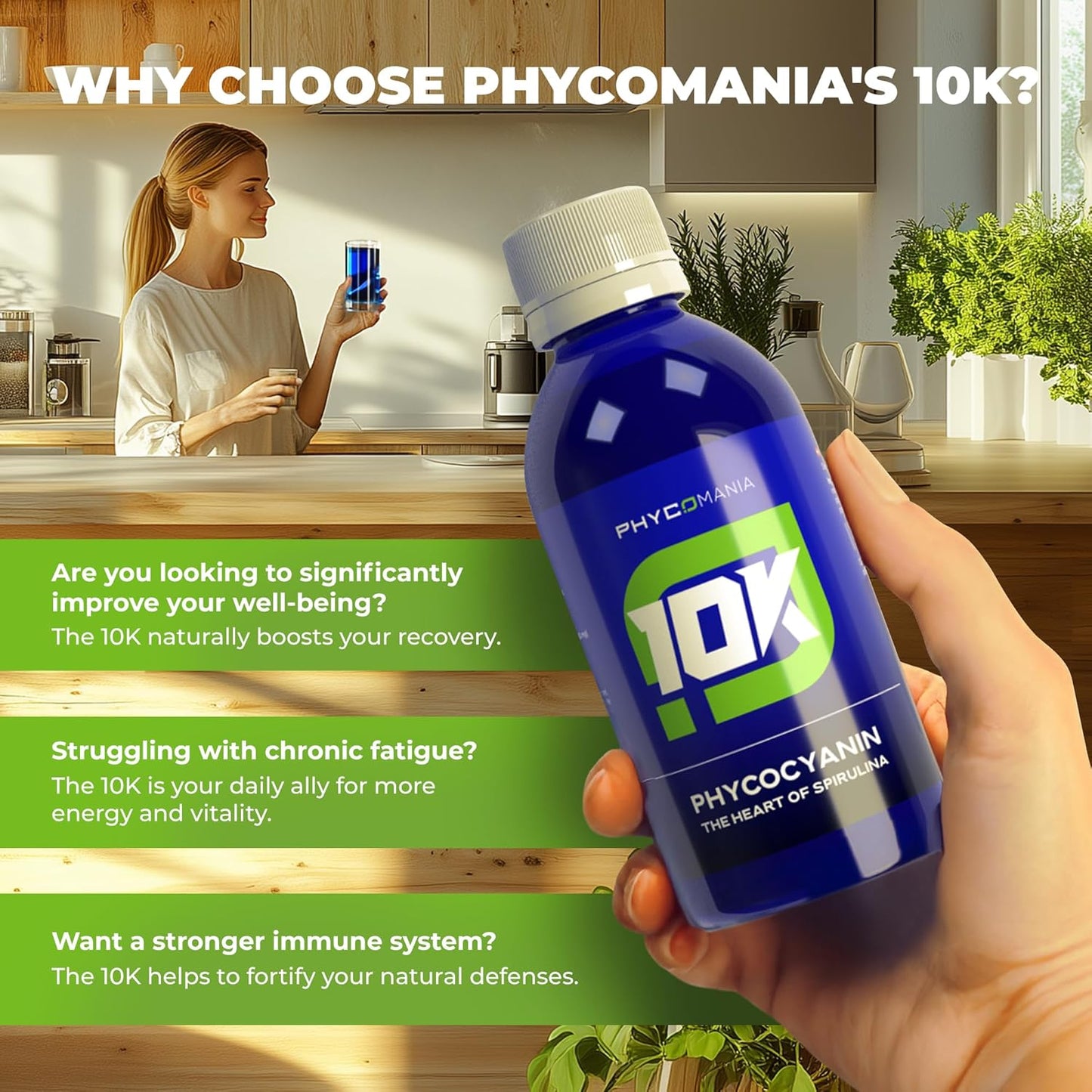 Phycocyanin Life Source 10K: Natural Detox & Vegan Protein Supplement, Rich in Nutrients & Antioxidants - 250ml
