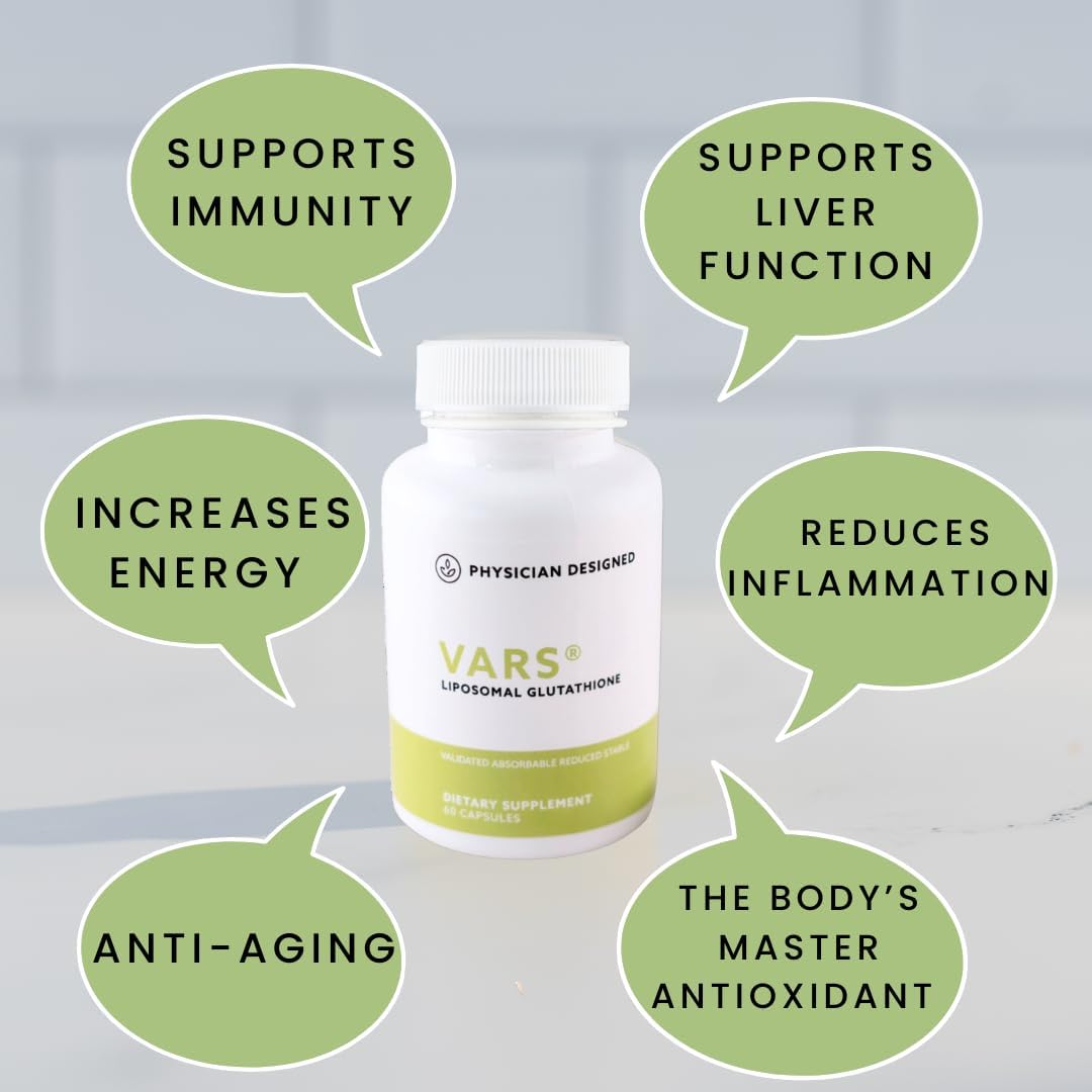 Physician Designed Liposomal Glutathione Capsules - Antioxidant Supplement for Anti-Aging, Detox, Immune Support, Energy, Skin Brightening - 60 Count