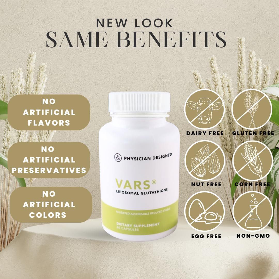 Physician Designed Liposomal Glutathione Capsules - Antioxidant Supplement for Anti-Aging, Detox, Immune Support, Energy, Skin Brightening - 60 Count