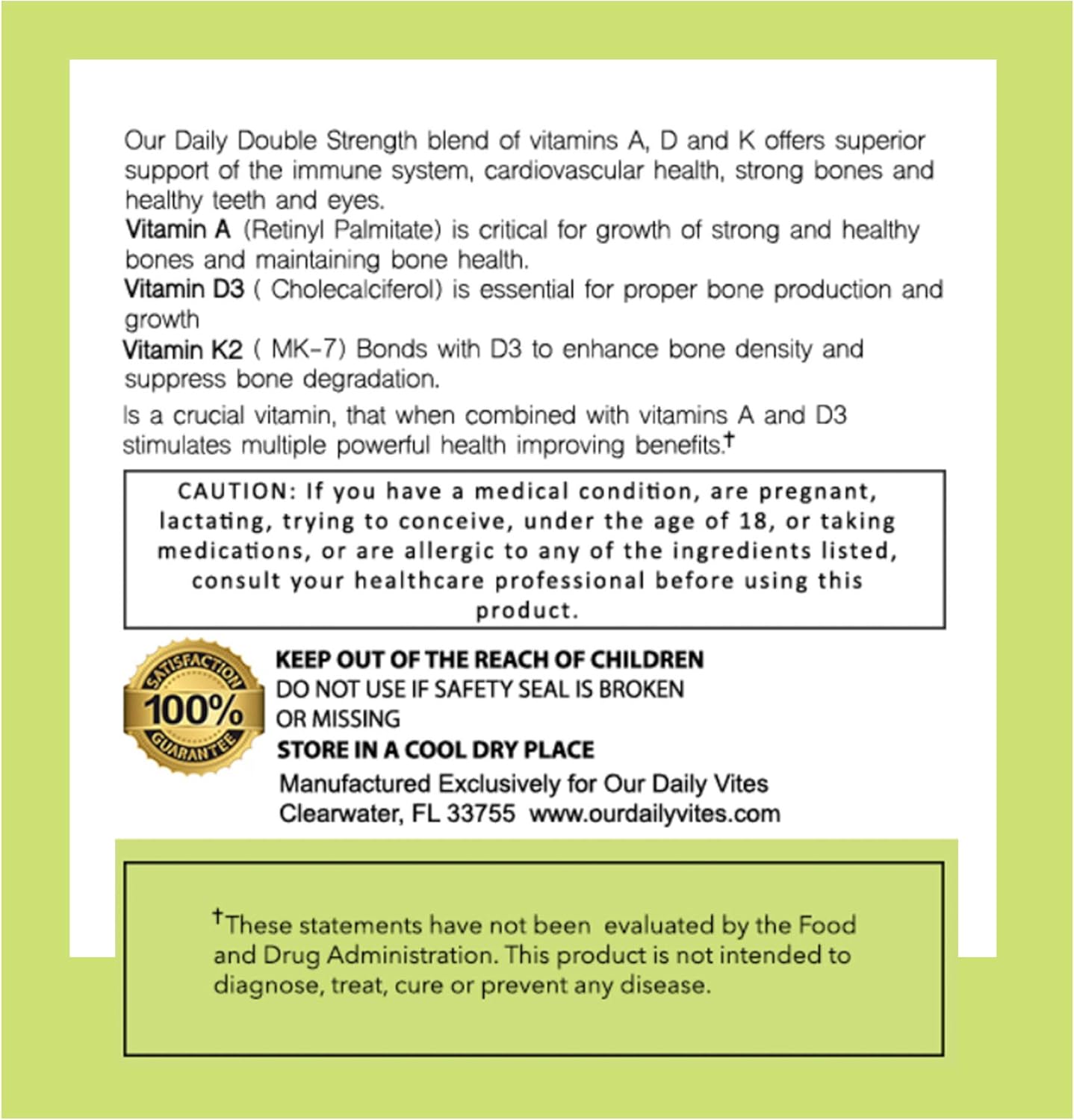 Physician Formulated ADK 10 Double Strength Vitamins A1, D3 & K2 - Bone & Immune Support - 180 Capsules