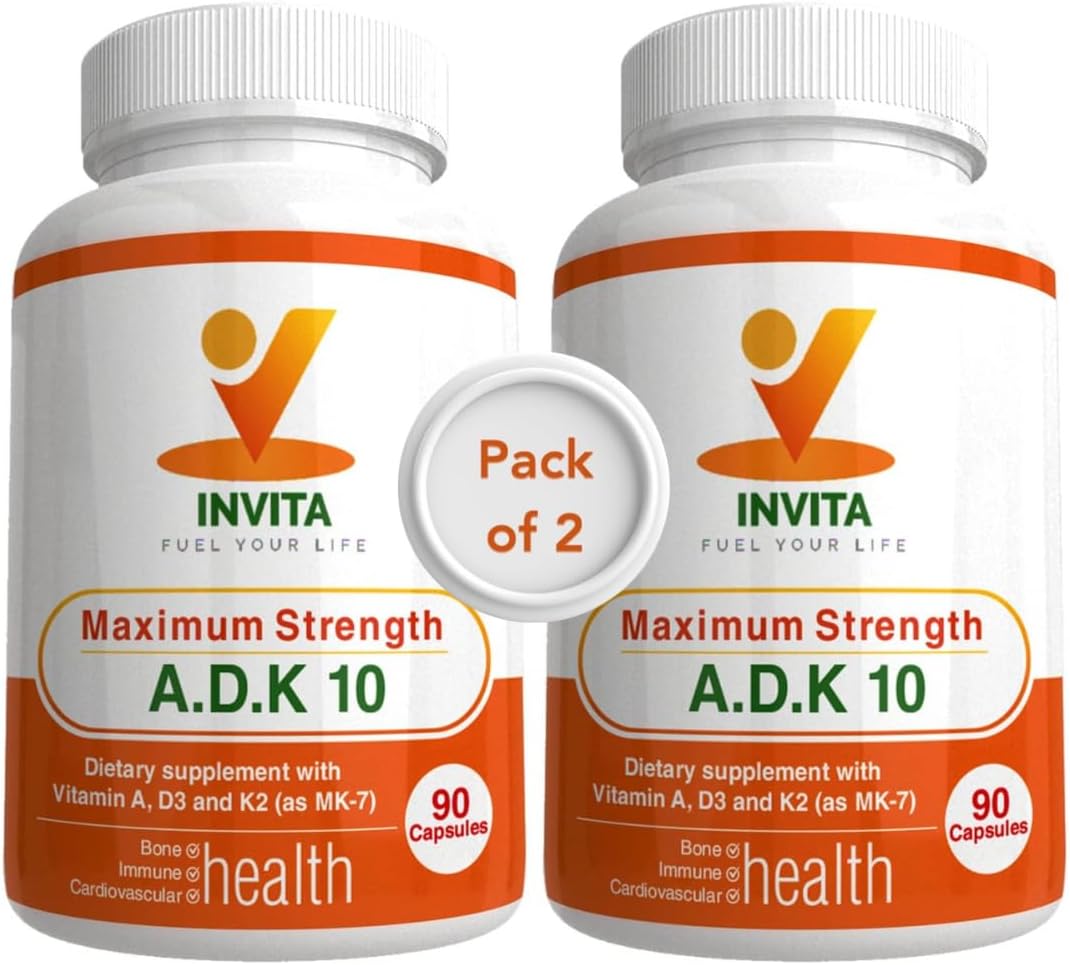 Physician Formulated Double Strength Vitamins A1, D3 & K2 (as MK7) - Bone & Immune Support - 180 Vegetarian Capsules, Gluten Free, Non GMO