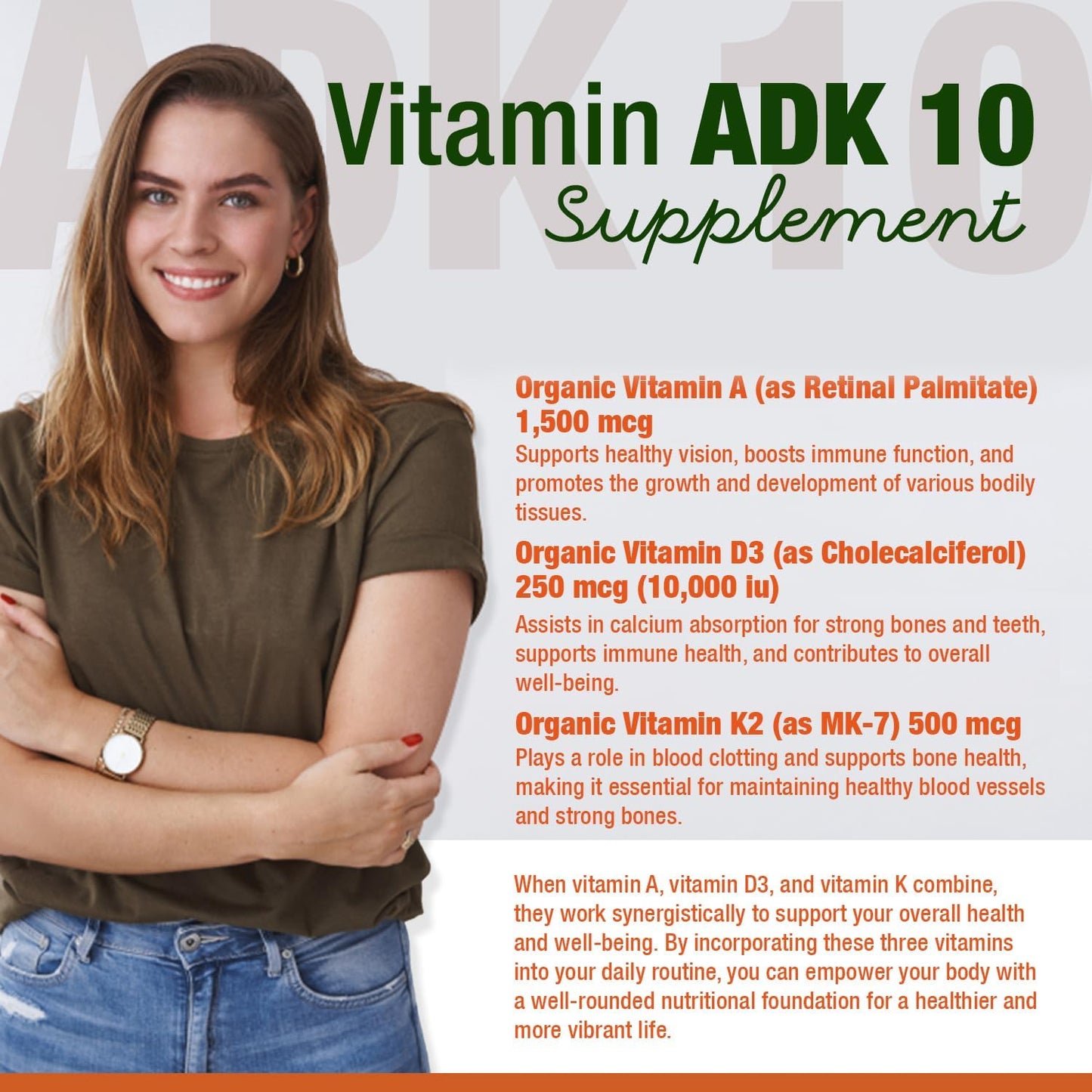 Physician Formulated Double Strength Vitamins A1, D3 & K2 (as MK7) - Bone & Immune Support - 180 Vegetarian Capsules, Gluten Free, Non GMO