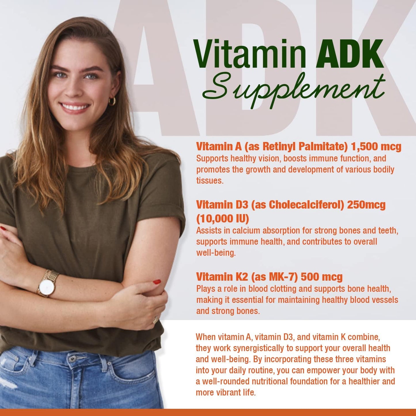 Physician Formulated Double Strength Vitamins A1, D3 & K2 (as MK7) for Bone & Immune Support - Gluten Free, Non GMO - 90 Capsules